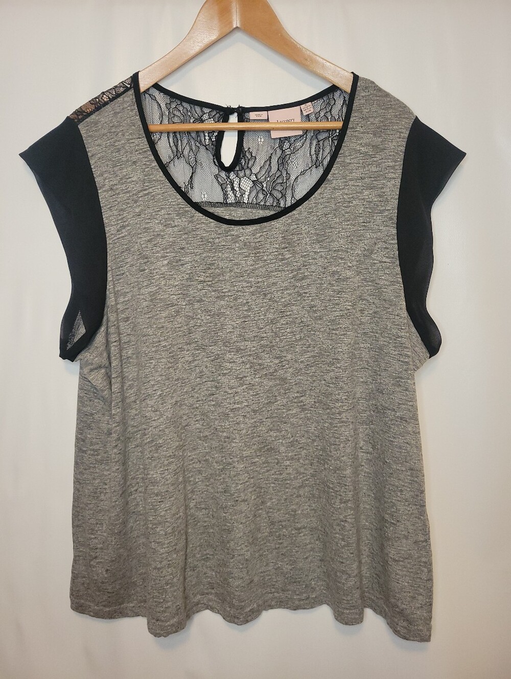 Heather Gray Tee with Black Lace Upper